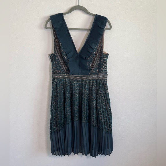 French Connection Women’s Teal Lace Dress Size Large - Picture 1 of 9